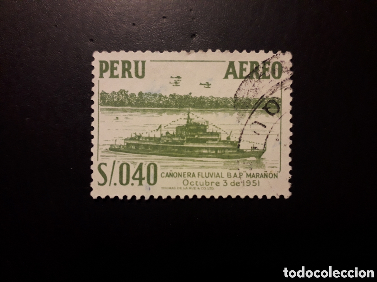 Sellos: PER&Uacute; YVERT A 104 SELLO SUELTO USADO 1953 BARCOS, CA&Ntilde;ONERA PEDIDO M&Iacute;NIMO 3&euro;