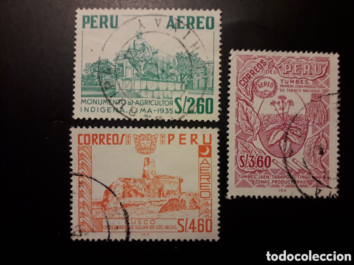 Sellos: PER&Uacute; YVERT A 210/2 SERIE COMPLETA USADA 1967 SERIE B&Aacute;SICA PEDIDO M&Iacute;NIMO 3&euro;