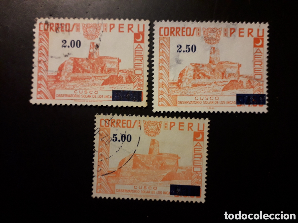 Sellos: PER&Uacute; YVERT A 402/04 SERIE COMPLETA USADA 1975 SOBRECARGADOS PEDIDO M&Iacute;NIMO 3&euro;