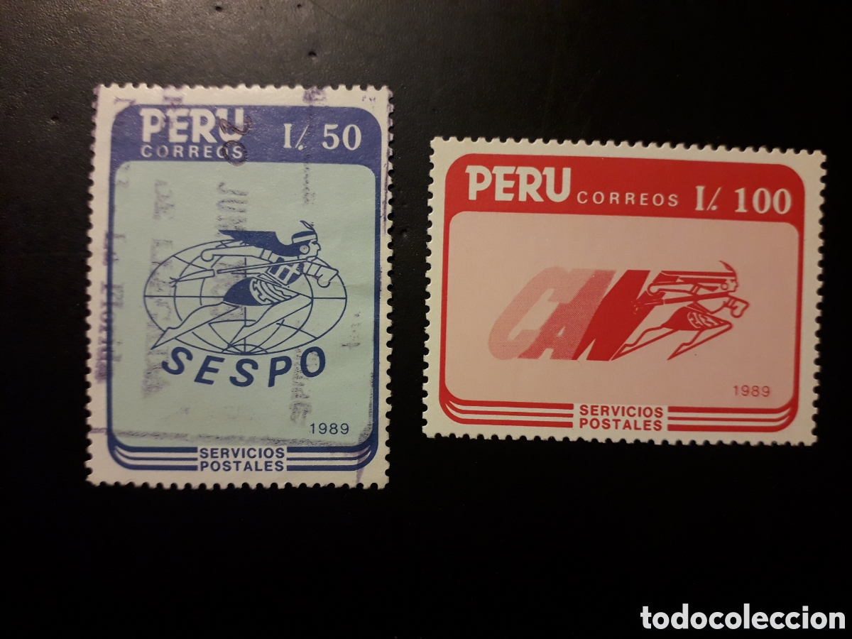 Sellos: PER&Uacute; YVERT 897/8 SERIE COMPLETA USADA Y NUEVA *** 1989 SERVICIOS POSTALES PEDIDO M&Iacute;NIMO 3&euro;