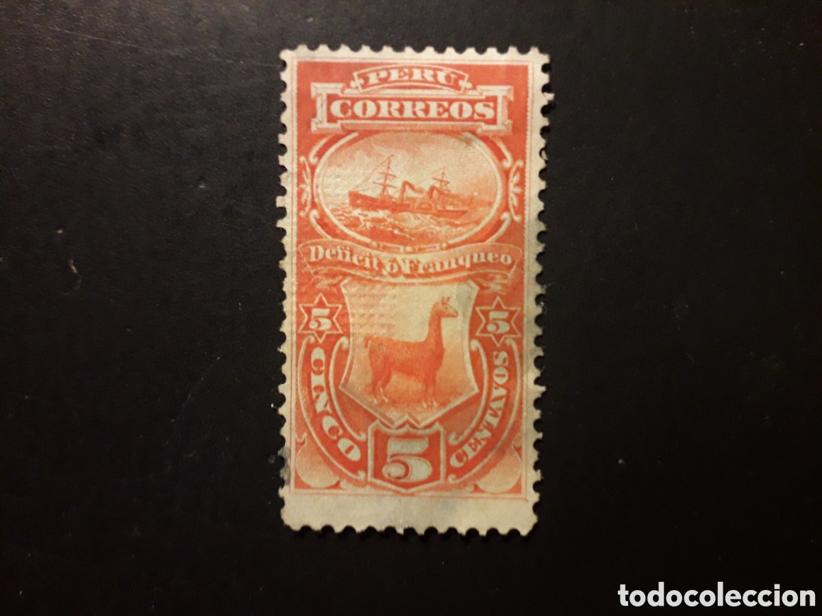 Sellos: PER&Uacute; YVERT TASAS 2 SELLO SUELTO USADO 1874-79 BARCO Y LLAMA PEDIDO M&Iacute;NIMO 3&euro;