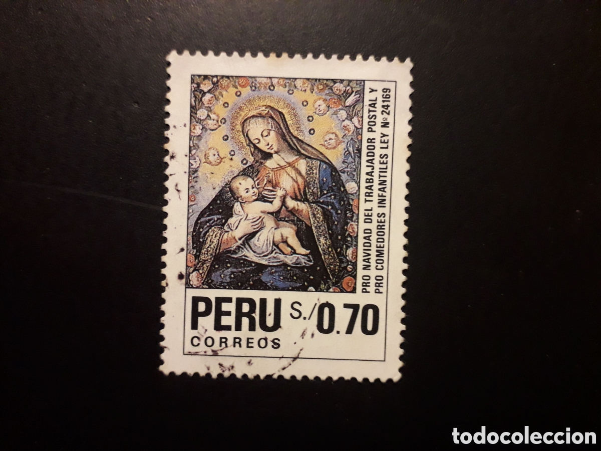 Sellos: PER&Uacute; YVERT 956 SELLO SUELTO USADO 1991 NAVIDAD, PINTURAS PEDIDO M&Iacute;NIMO 3&euro;