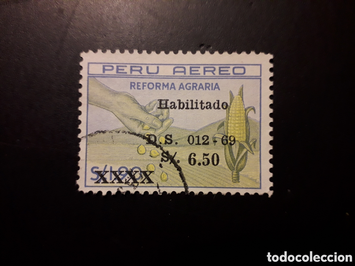 Sellos: PER&Uacute; YVERT A 235 SELLO SUELTO USADO 1969 AGRICULTURA, SOBRECARGADOS PEDIDO M&Iacute;NIMO 3&euro;