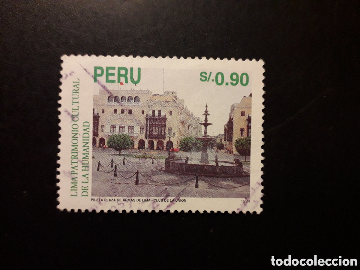 Sellos: PER&Uacute; YVERT 1041 SELLO SUELTO USADO 1995 LIMA, PLAZA DE ARMAS, FUENTE PEDIDO M&Iacute;NIMO 3&euro;