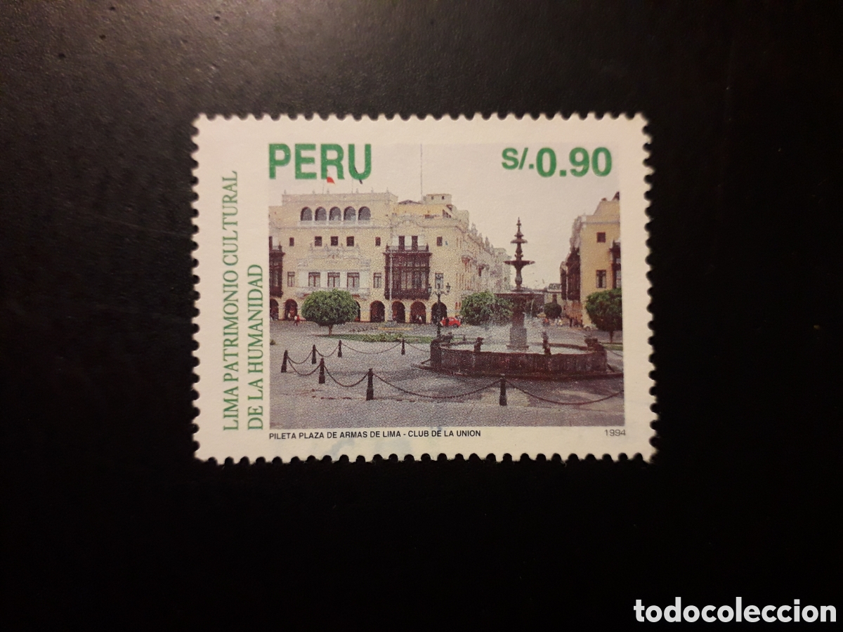 Sellos: PER&Uacute; YVERT 1041 SELLO SUELTO USADO 1995 LIMA, PLAZA DE ARMAS, FUENTE PEDIDO M&Iacute;NIMO 3&euro;