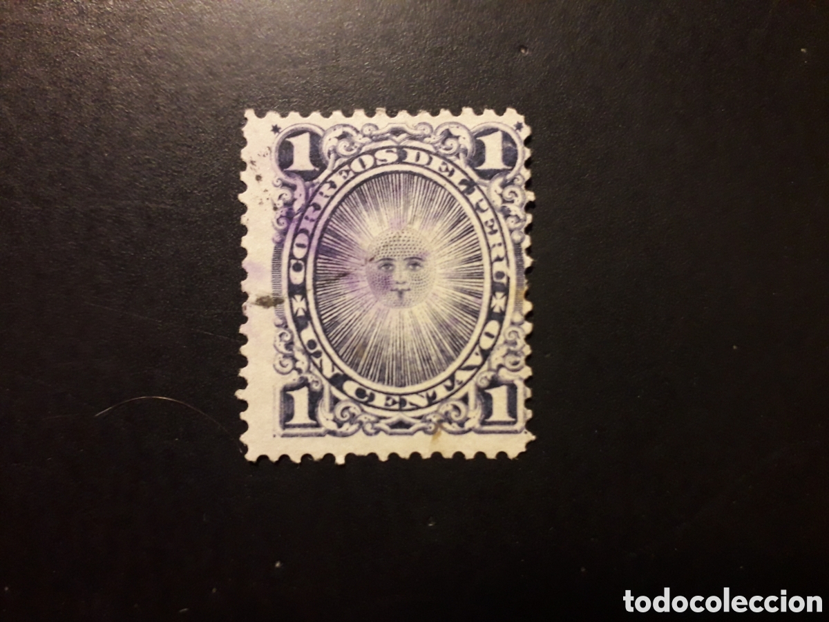 Sellos: PER&Uacute; YVERT 76 SELLO SUELTO USADO 1884-86 SOL Y ESCUDO PEDIDO M&Iacute;NIMO 3&euro;