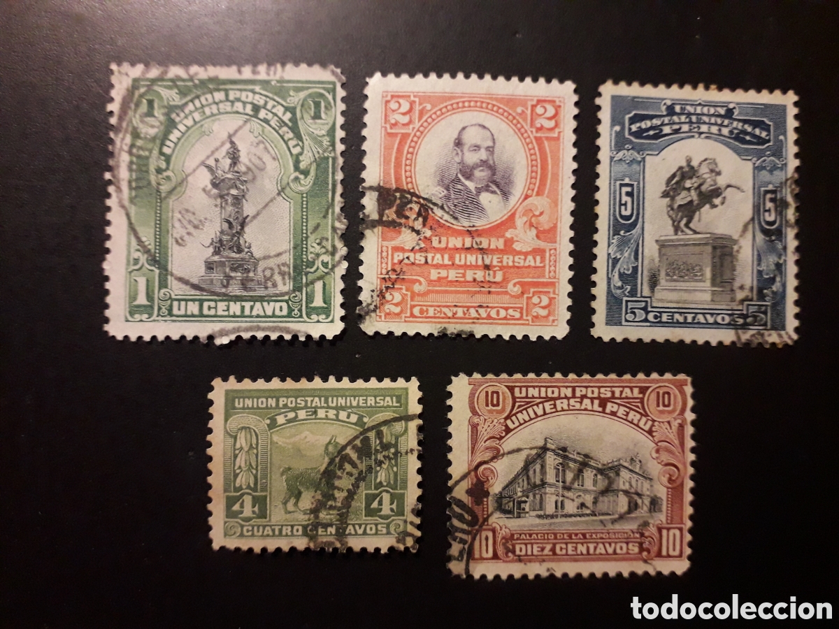 Sellos: PER&Uacute; YVERT 134/7 SIN 138/9 SERIE CORTA USADA 1907 SERIE B&Aacute;SICA PEDIDO M&Iacute;NIMO 3&euro;