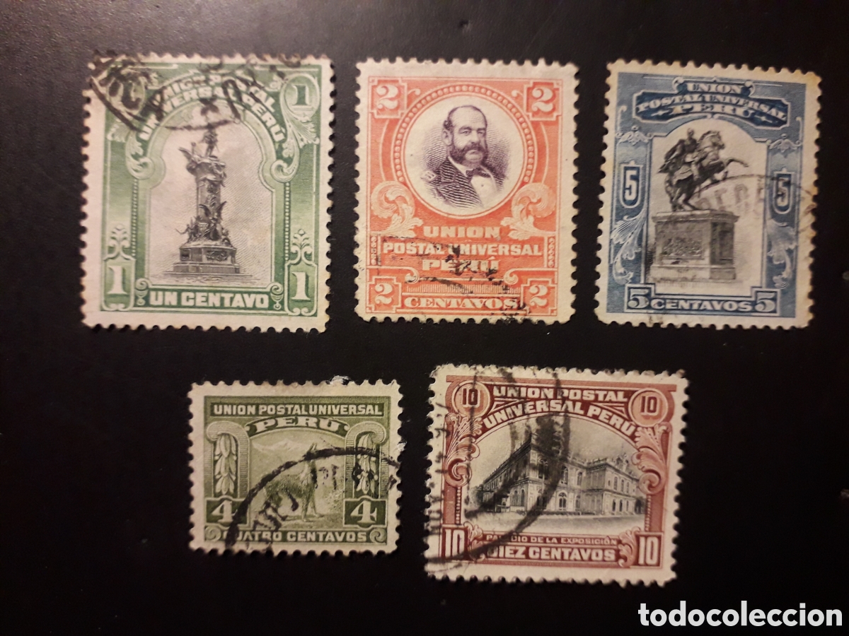 Sellos: PER&Uacute; YVERT 134/7 SIN 138/9 SERIE CORTA USADA 1907 SERIE B&Aacute;SICA PEDIDO M&Iacute;NIMO 3&euro;