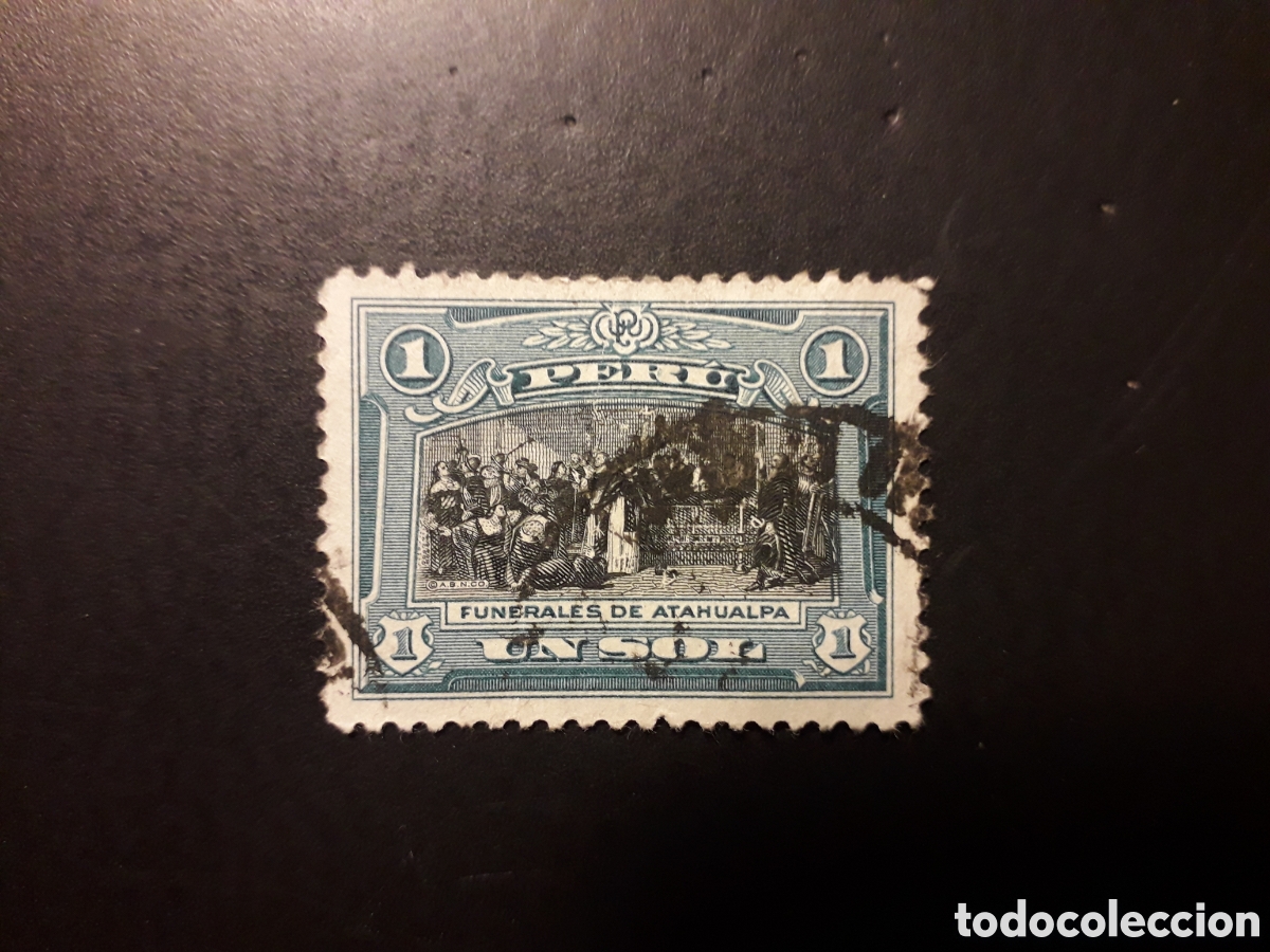 Sellos: PER&Uacute; YVERT 185 SELLO SUELTO USADO 1918 FUNERALES DE ATAHUALPA PEDIDO M&Iacute;NIMO 3&euro;