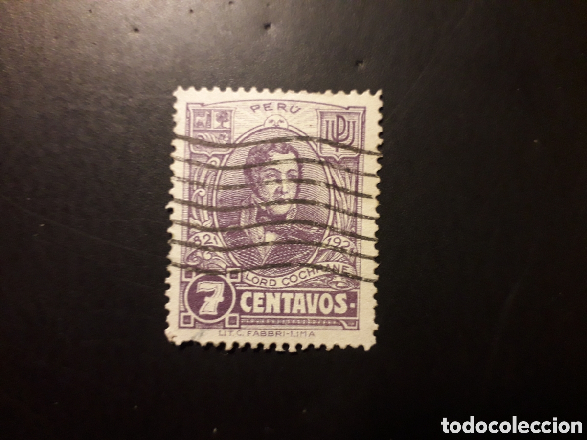 Sellos: PER&Uacute; YVERT 193 SELLO SUELTO USADO, DIENTE CORTO 1921 INDEPENDENCIA, LORD COCHRANE PEDIDO M&Iacute;NIMO 3&euro;