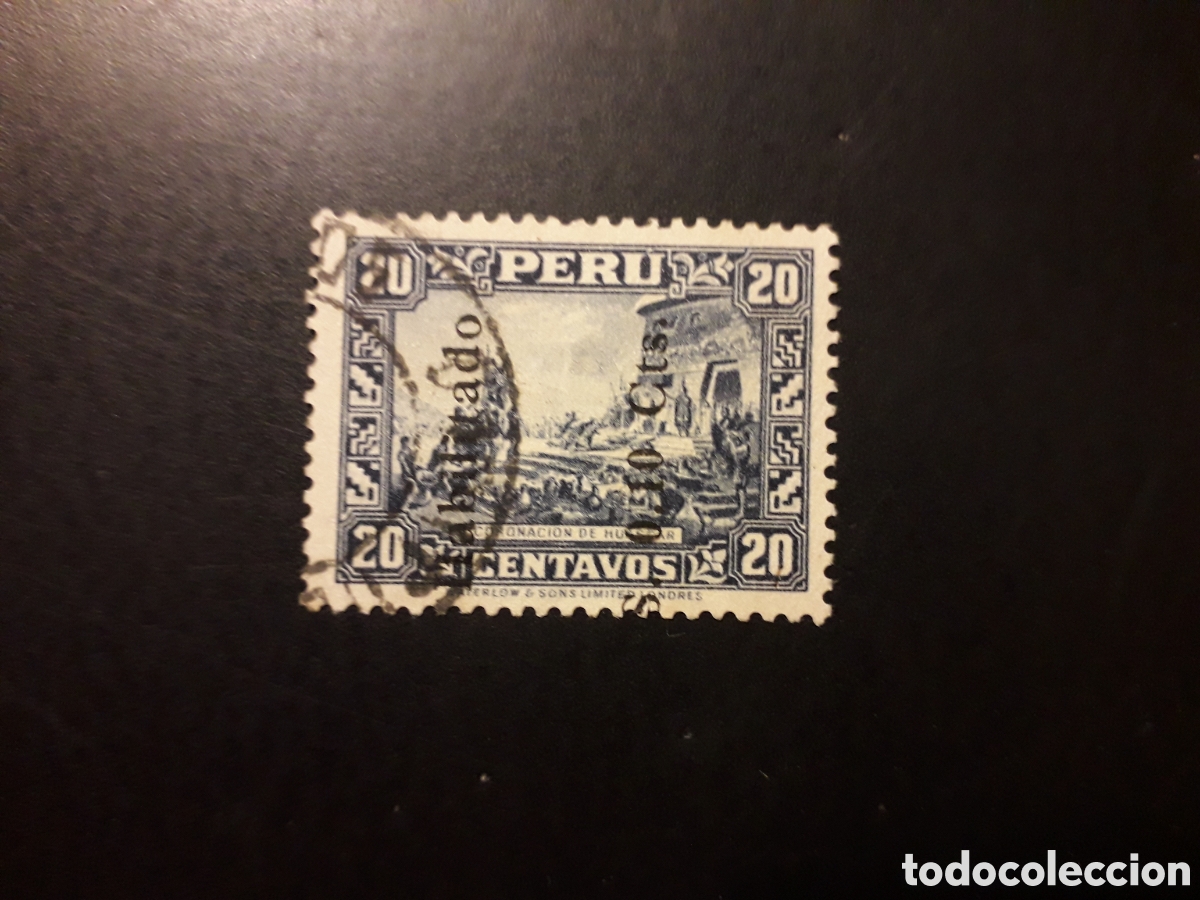 Sellos: PER&Uacute; YVERT 332 SELLO SUELTO USADO, DESCARNADO 1936 SOBRECARGADO PEDIDO M&Iacute;NIMO 3&euro;