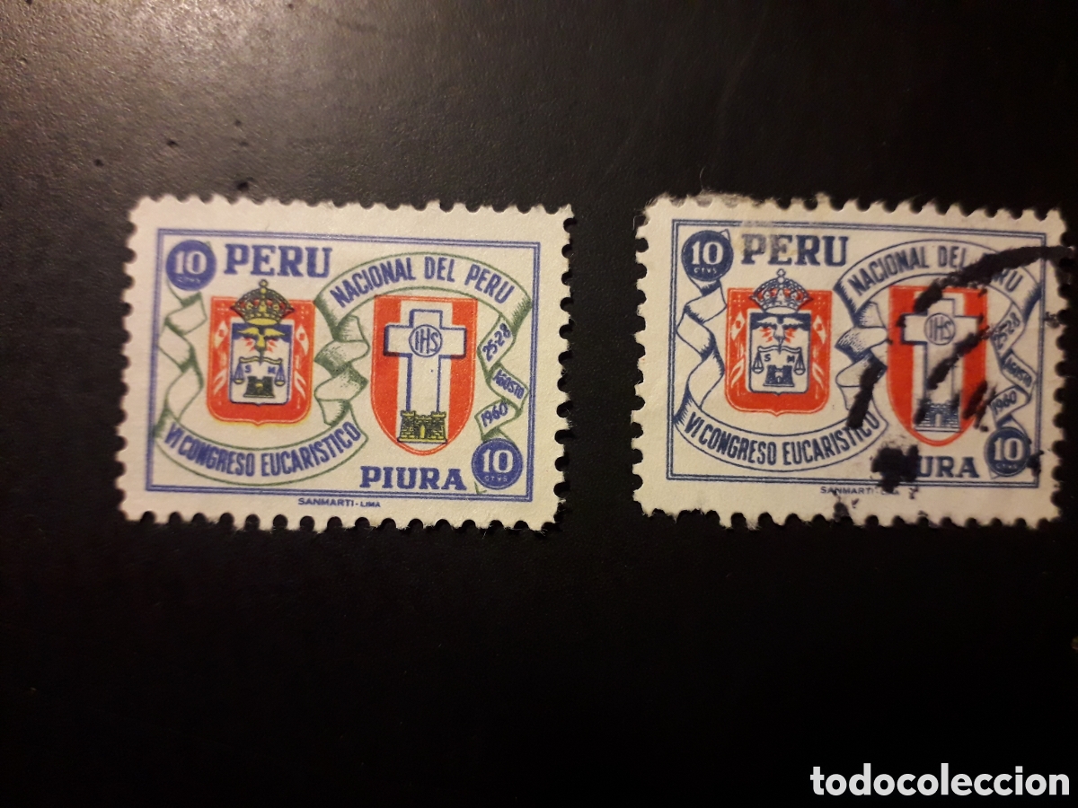 Sellos: PER&Uacute; YVERT 451/51A SERIE COMPLETA USADA 1960 CONGRESO EUCAR&Iacute;STICO PEDIDO M&Iacute;NIMO 3&euro;