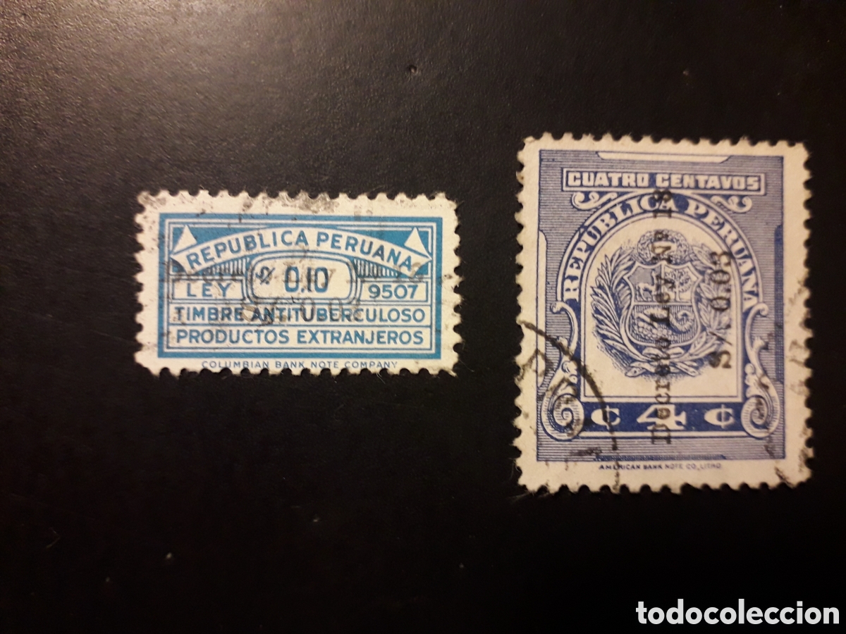 Sellos: PER&Uacute; YVERT 436/7 SERIE COMPLETA USADA 1953 SOBRECARGADOS PEDIDO M&Iacute;NIMO 3&euro;
