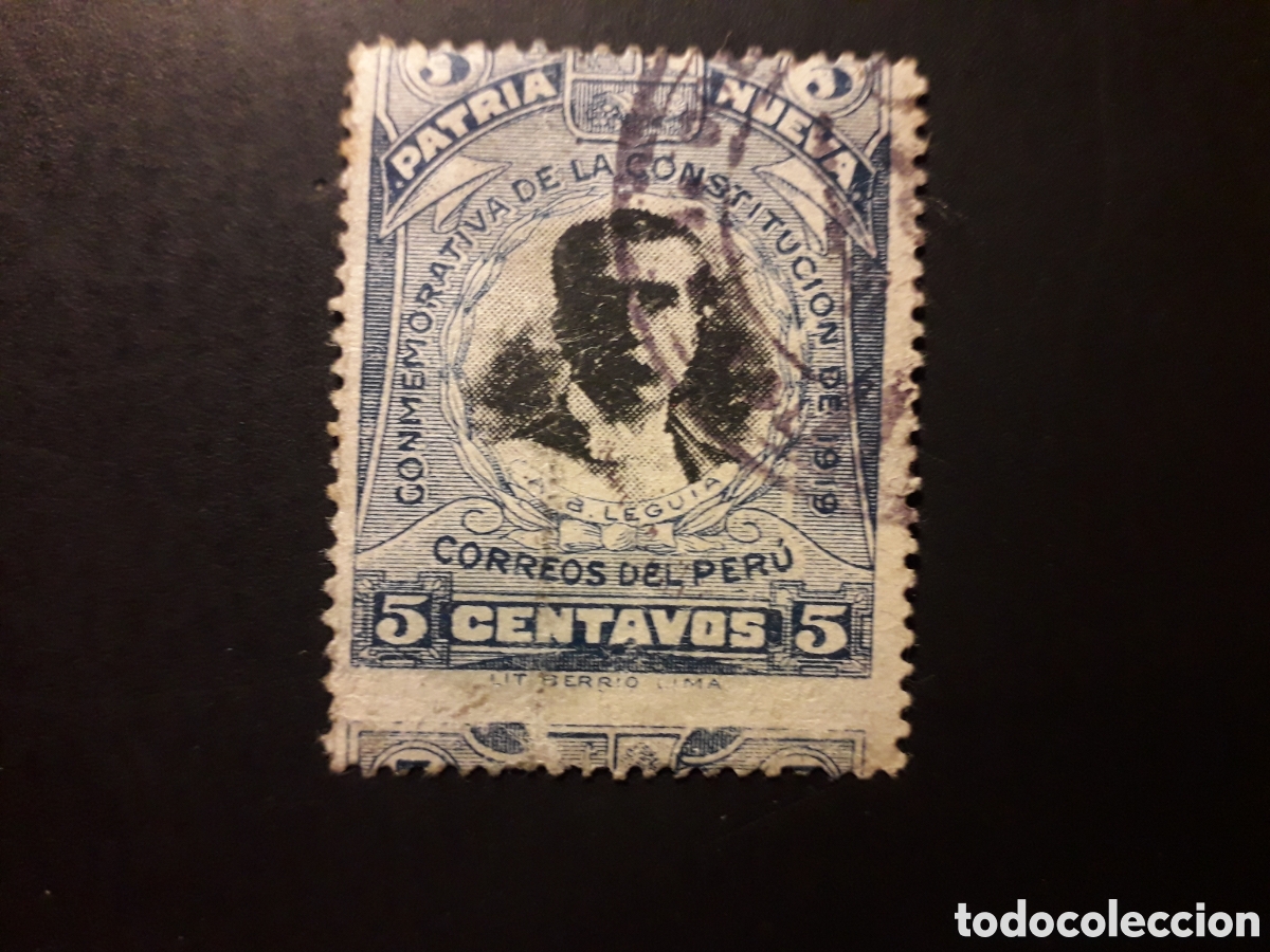 Sellos: PER&Uacute; YVERT 187 SELLO SUELTO USADO 1920 CONSTITUCI&Oacute;N, PRESUDENTE LEGU&Iacute;A PEDIDO M&Iacute;NIMO 3&euro;