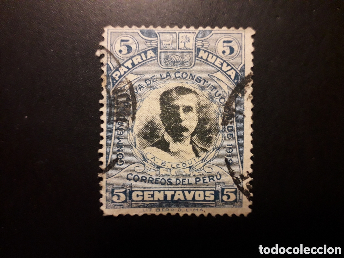 Sellos: PER&Uacute; YVERT 187 SELLO SUELTO USADO 1920 CONSTITUCI&Oacute;N, PRESUDENTE LEGU&Iacute;A PEDIDO M&Iacute;NIMO 3&euro;