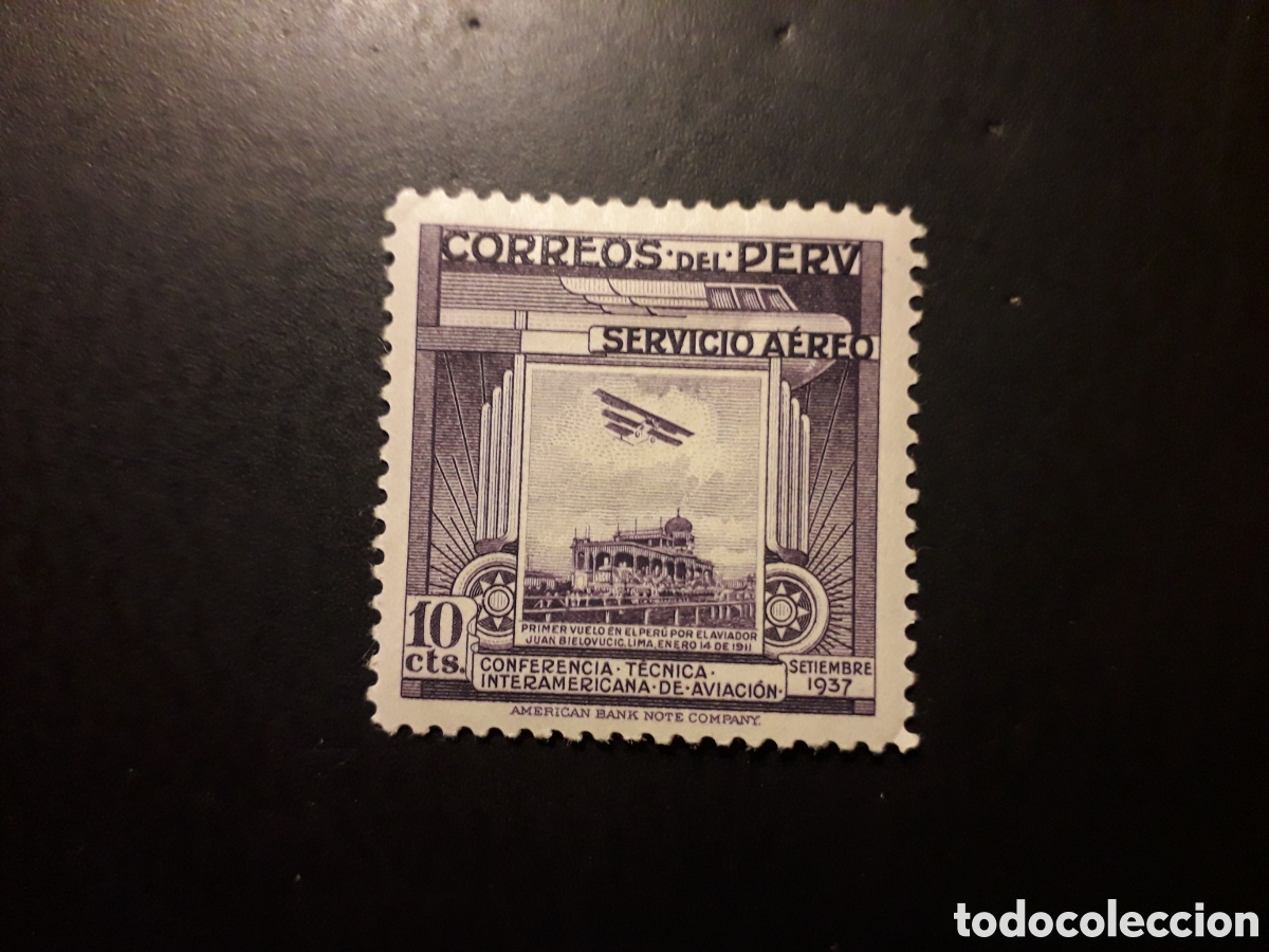 Sellos: PER&Uacute; YVERT A 45 SELLO SUELTO NUEVO CON CHARNELA 1937 AVIACI&Oacute;N, AVIONES PEDIDO M&Iacute;NIMO 3&euro;