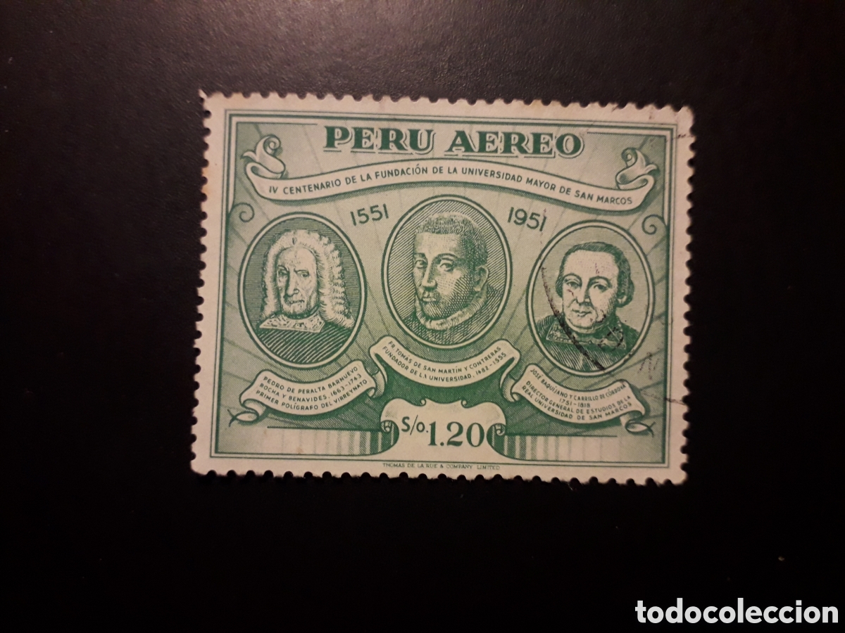 Sellos: PER&Uacute; YVERT A 101 SELLO SUELTO USADO USADO 1951 UNIVERSIDAD MAYOR DE SAN MARCOS PEDIDO M&Iacute;NIMO 3&euro;