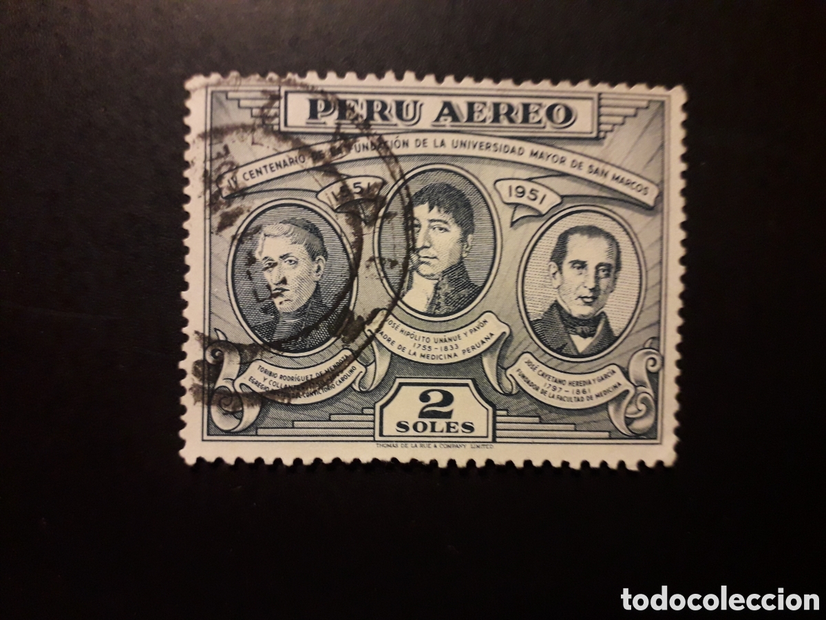 Sellos: PER&Uacute; YVERT A 102 SELLO SUELTO USADO USADO 1951 UNIVERSIDAD MAYOR DE SAN MARCOS PEDIDO M&Iacute;NIMO 3&euro;