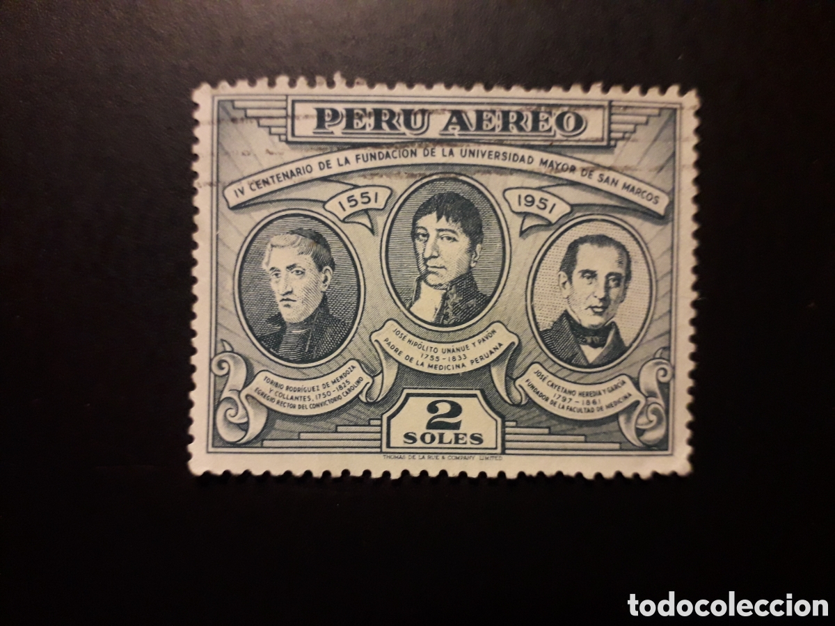 Sellos: PER&Uacute; YVERT A 102 SELLO SUELTO USADO USADO 1951 UNIVERSIDAD MAYOR DE SAN MARCOS PEDIDO M&Iacute;NIMO 3&euro;