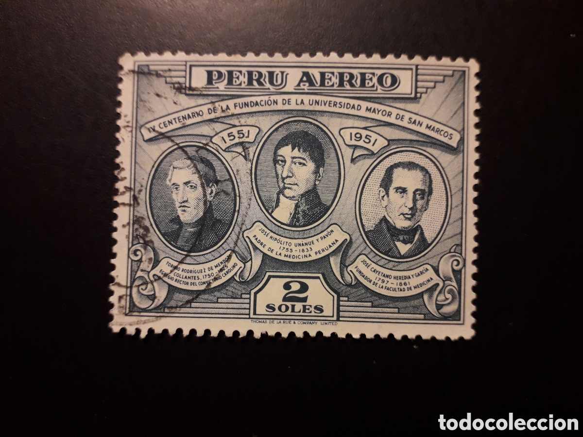 Sellos: PER&Uacute; YVERT A 102 SELLO SUELTO USADO USADO 1951 UNIVERSIDAD MAYOR DE SAN MARCOS PEDIDO M&Iacute;NIMO 3&euro;