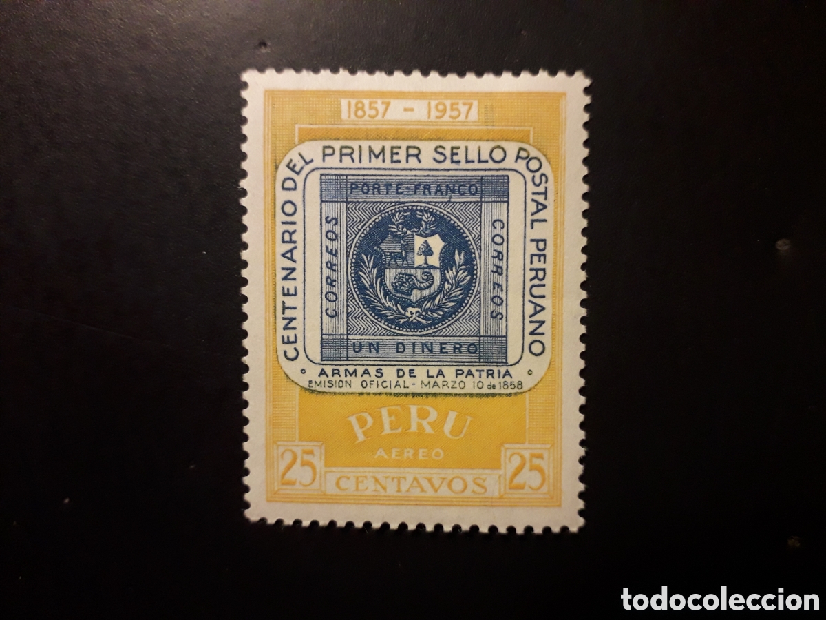 Sellos: PER&Uacute; YVERT A 128 SELLO SUELTO NUEVO CON CHARNELA 1957 SELLOS SOBRE SELLOS PEDIDO M&Iacute;NIMO 3&euro;
