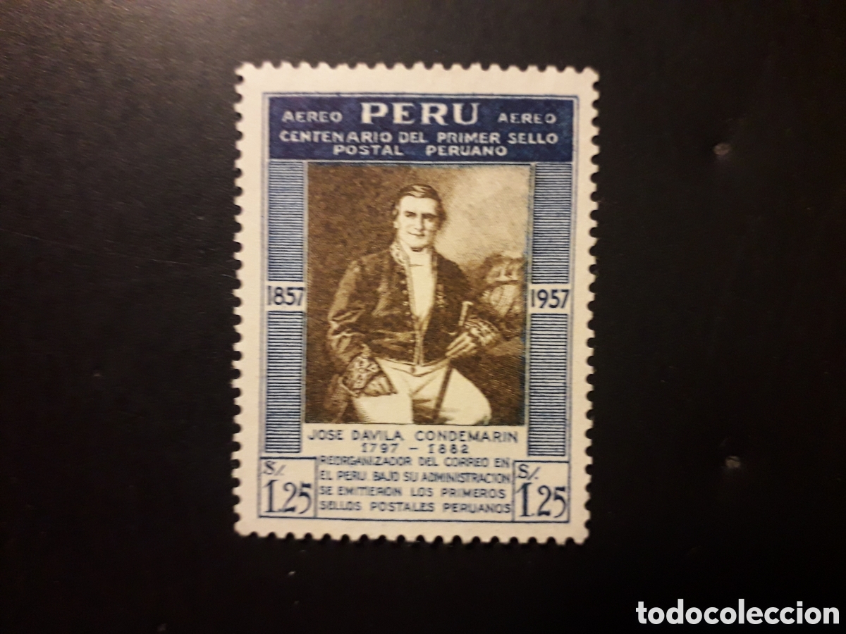 Sellos: PER&Uacute; YVERT A 131 SELLO SUELTO USADO 1957 CENTENARIO DEL SELLO PERUANO PEDIDO M&Iacute;NIMO 3&euro;