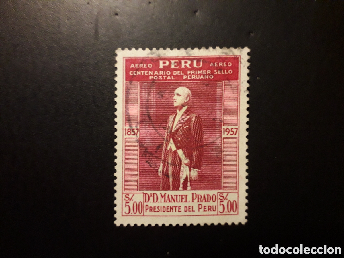 Sellos: PER&Uacute; YVERT A 133 SELLO SUELTO USADO 1957 CENTENARIO DEL SELLO PERUANO PEDIDO M&Iacute;NIMO 3&euro;
