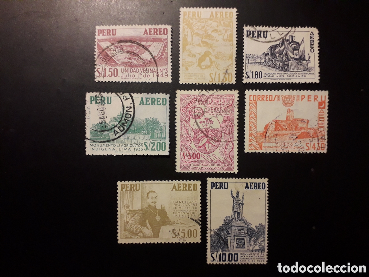 Sellos: PER&Uacute; YVERT A 176/83 SERIE COMPLETA USADA, 1 SELLO DIENTE CORTO 1962 SERIE B&Aacute;SICA PEDIDO M&Iacute;NIMO 3&euro;
