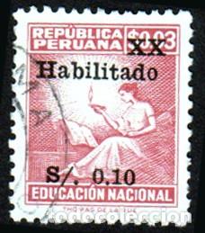 Sellos: Per&uacute;. Educaci&oacute;n Nacional. 1896. YT-B5. Usado