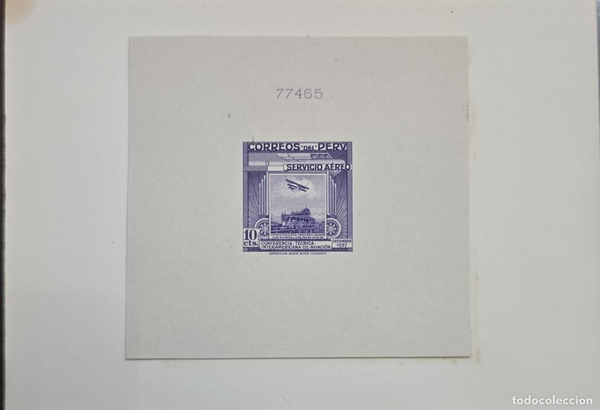 Selos: O) 1937 PERU, PROOF, AMERICAN BANK NOTE, FIRST FLIGHT IN PERU, AEREO - SCT C45 10c violet, WITH CONT