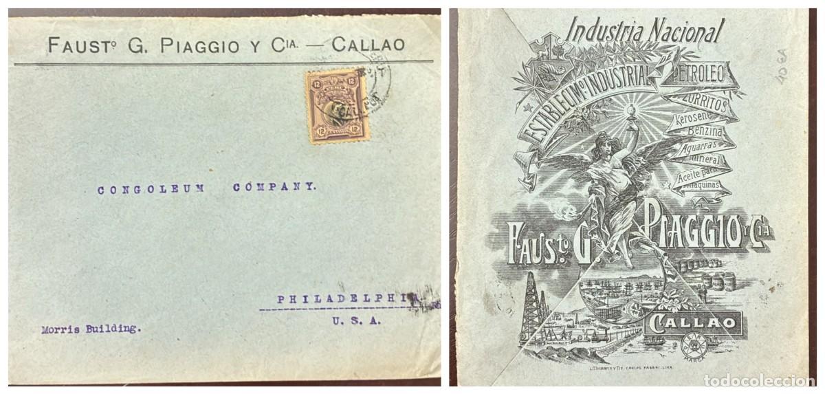 Briefmarken: O) 1909 PERU, RAMON CASTILLA 12c, FAUSTG. PIAGGIO AND CIA, CIRCULATED COVER TO USA