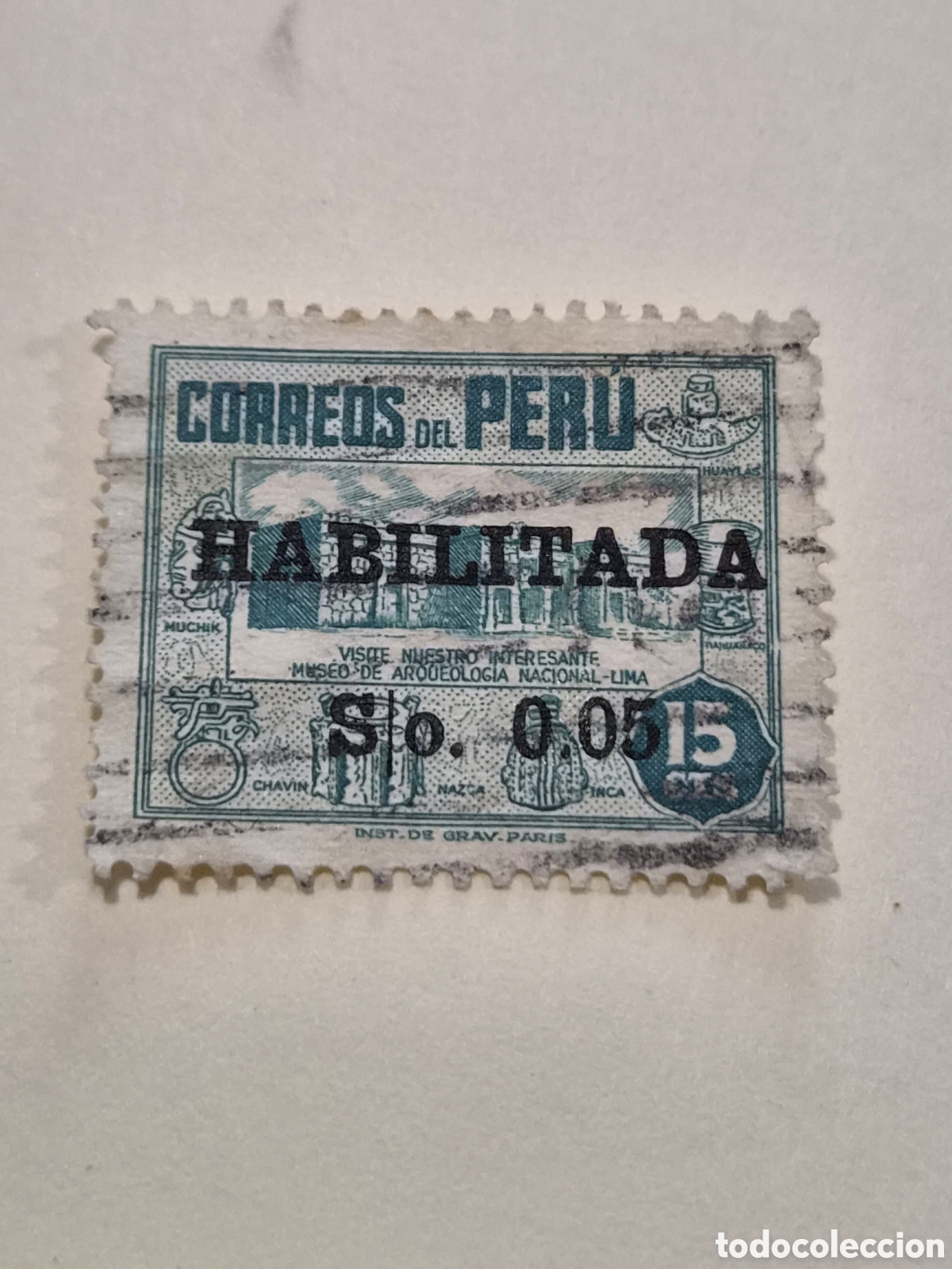 Sellos: Sello Antiguo Per&uacute; 1952 - Museo de Arqueolog&iacute;a &rdquo;Habilitada&rdquo; (So. 0.05)