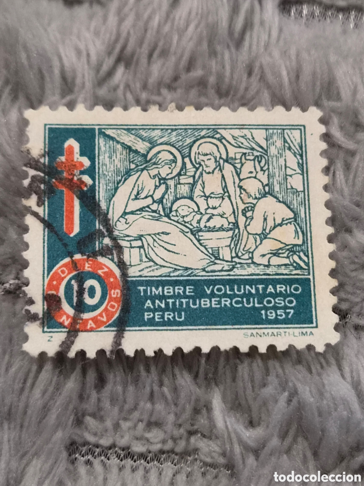 Sellos: Timbre Voluntario Antituberculoso Per&uacute; 1957 - Vi&ntilde;eta 10c (Erinnofilia)