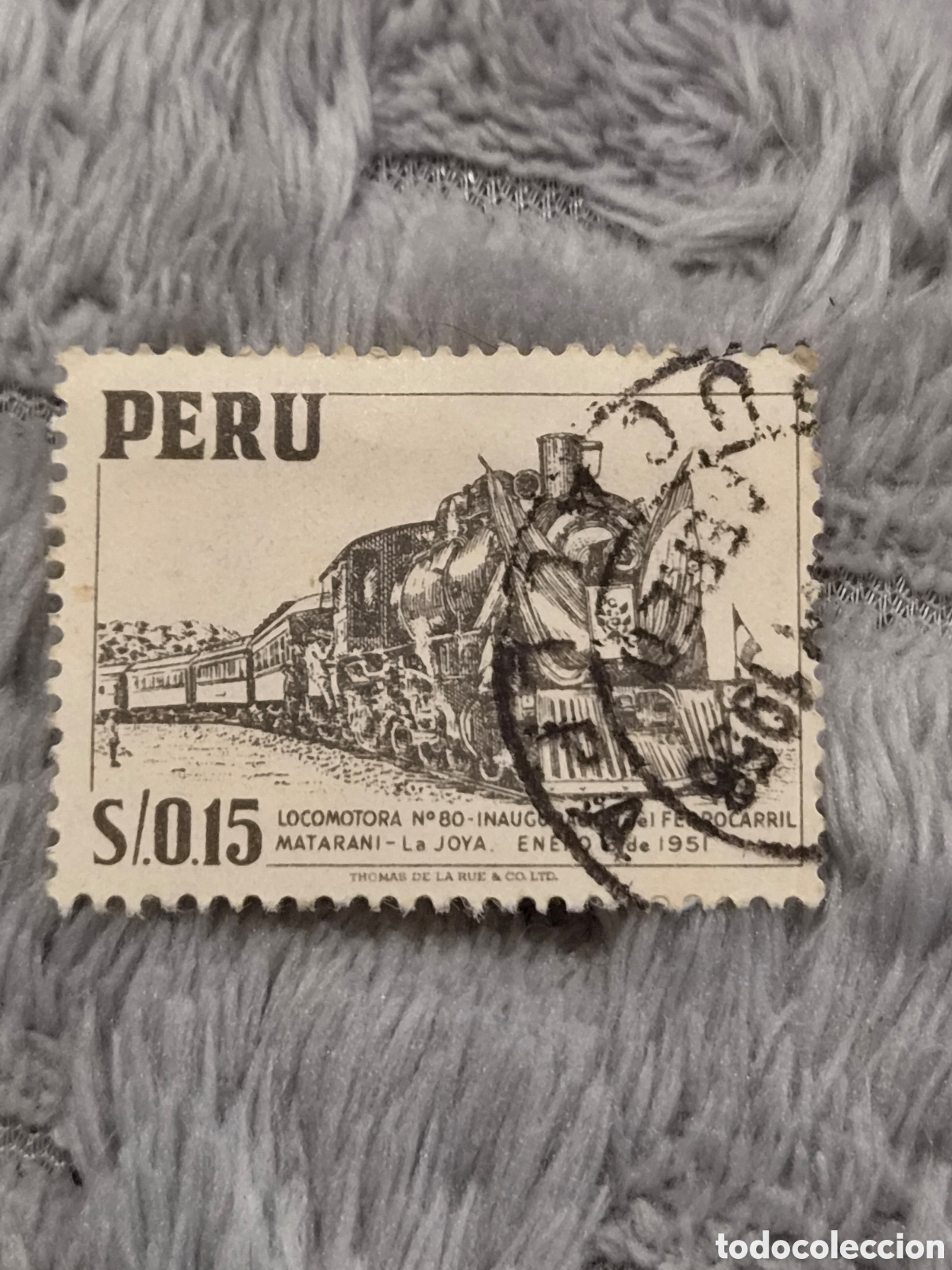 Sellos: Sello Postal Per&uacute; 1952 - Inauguraci&oacute;n Ferrocarril Matarani La Joya 15c