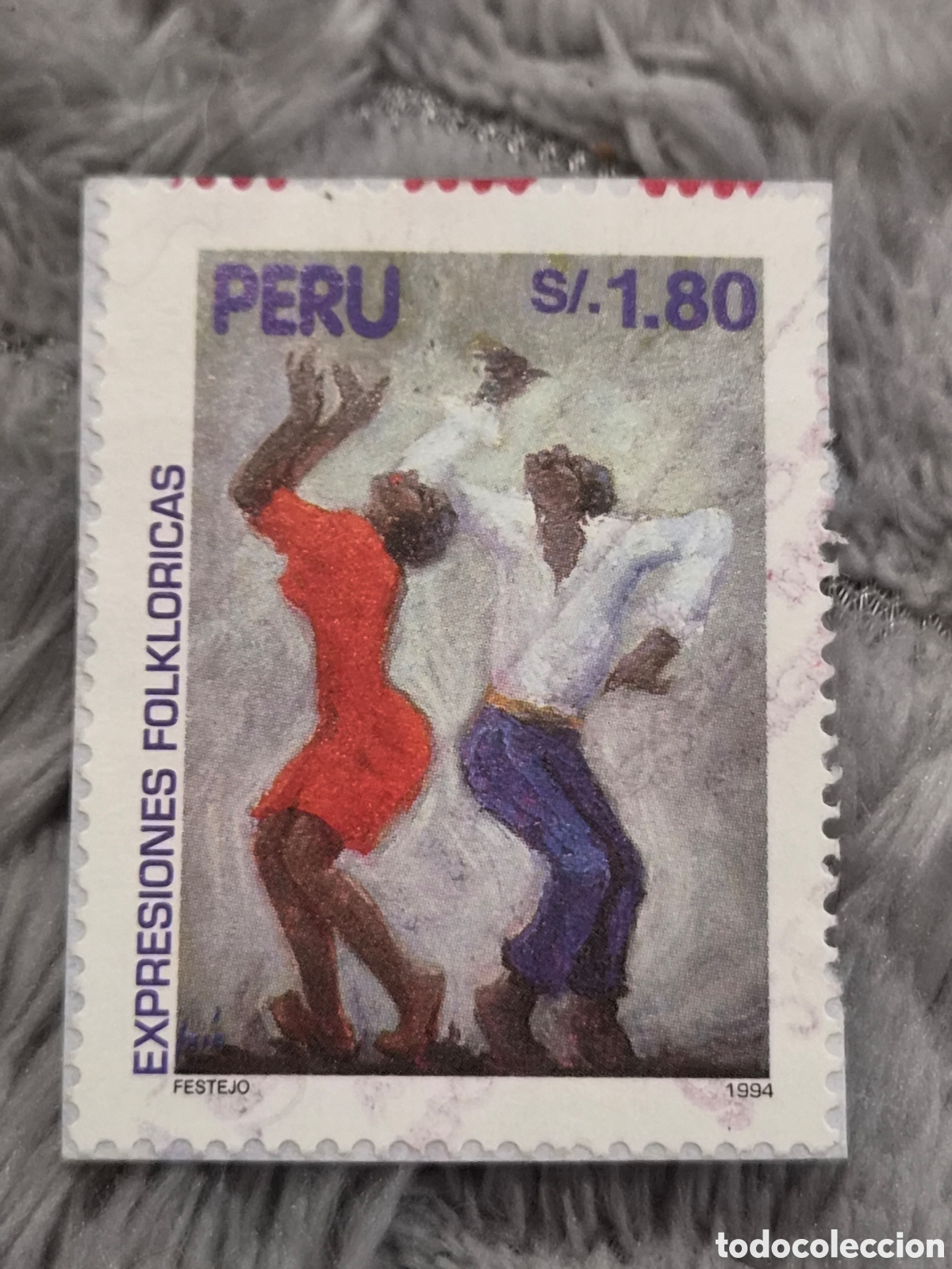 Sellos: Sello Postal Per&uacute; 1994 - Expresiones Folkl&oacute;ricas: Danza Festejo S/. 1.80