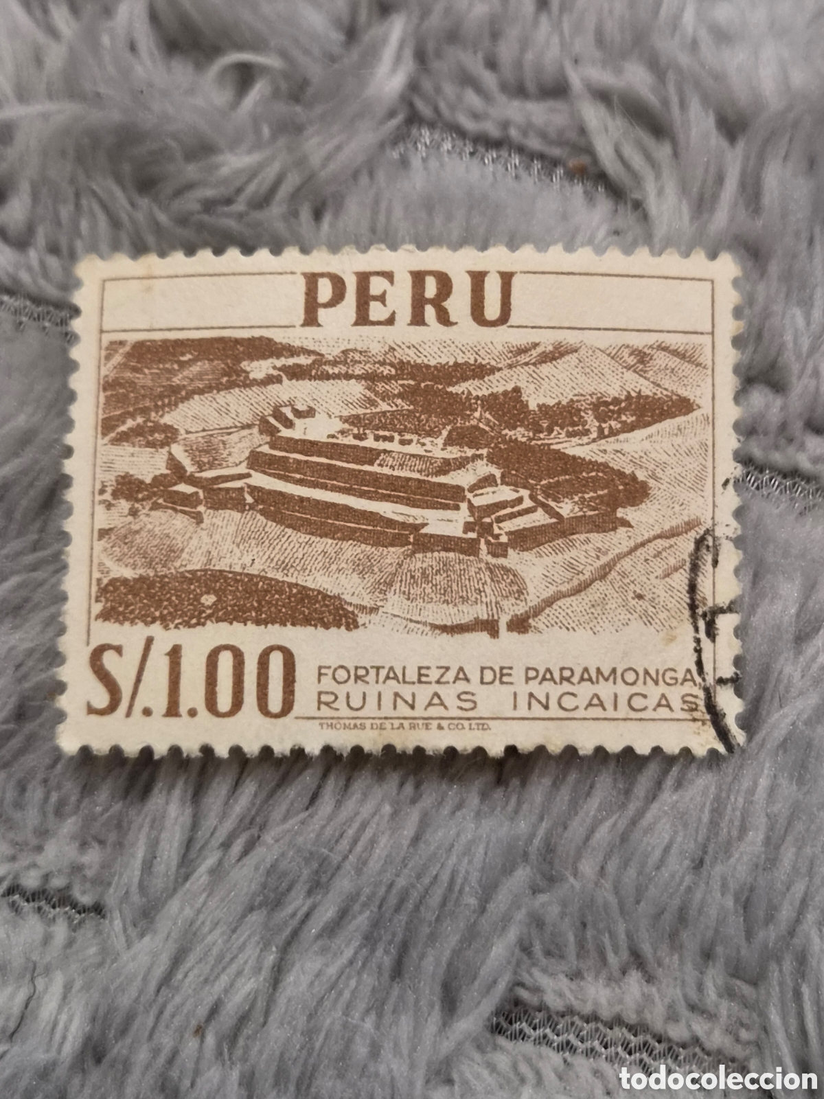 Sellos: Sello Postal Per&uacute; 1952 - Fortaleza De Paramonga S/. 1.00 (Usado)