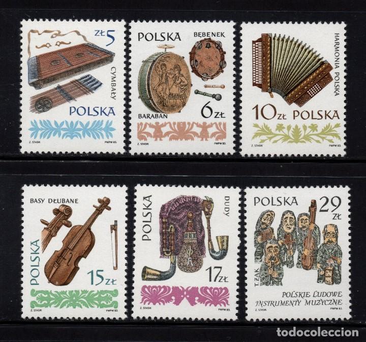 Sellos para los coleccionistas 1984 Viejos Instrumentos Musicales Música / Bailar Completa.edición. Prophila Collection Polonia 2899-2904 
