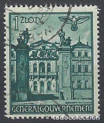 Sellos: GOBIERNO GENERAL 1941 - EDIFICIOS, PALACIO DE BR&Uuml;HLSCHE, VARSOVIA - USADO - Foto 1