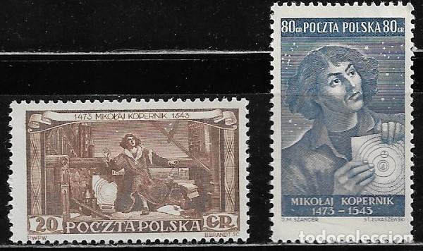 Sellos: POLONIA 1953 - Ivert 709/10 - 480&ordm; ANIVERSARIO NACIMIENTO NICOL&Aacute;S COP&Eacute;RNICO. MNH.