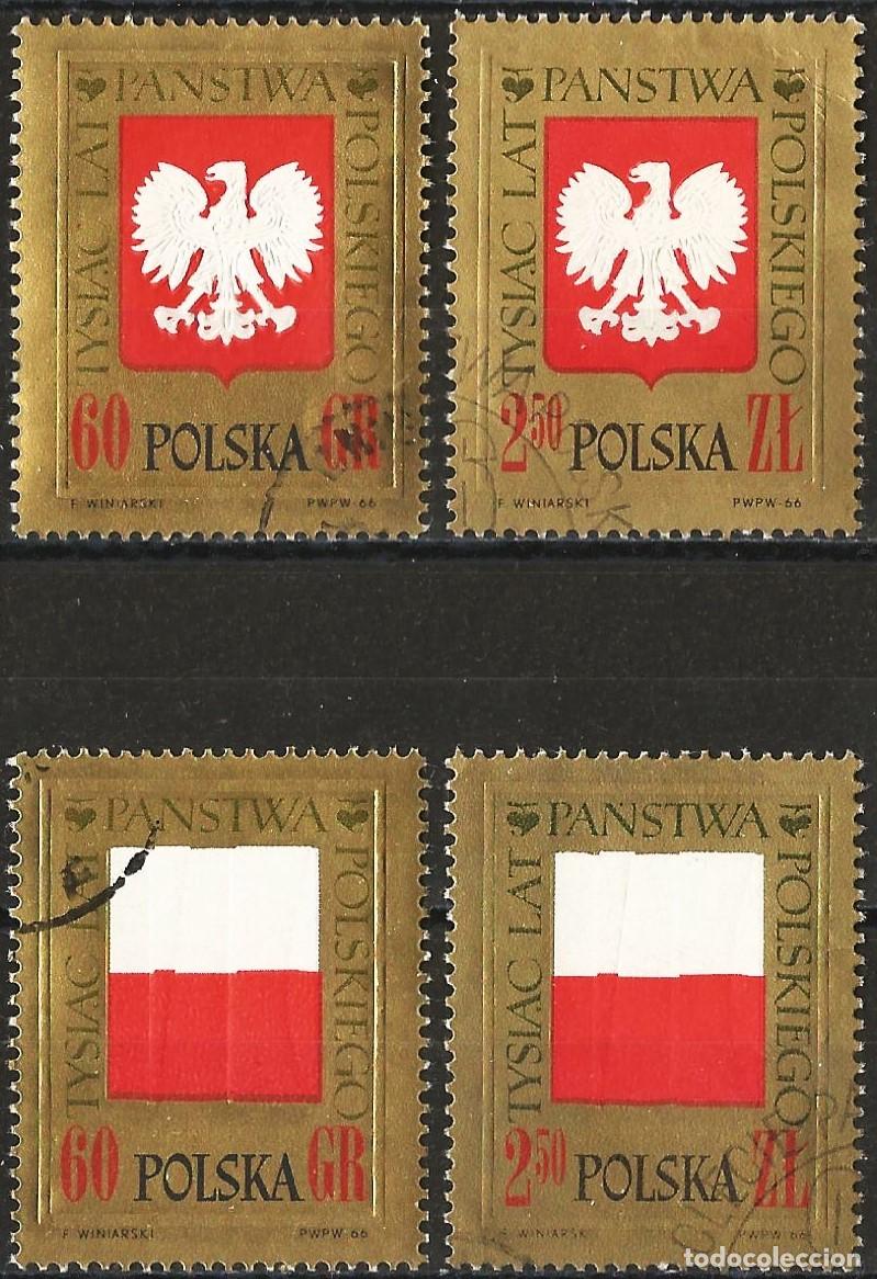 Sellos: Polonia 1966 - Mi 1689 a 1691 - YT 1539 a 1542 - &Aacute;guila y bandera nacional ( Serie completa )