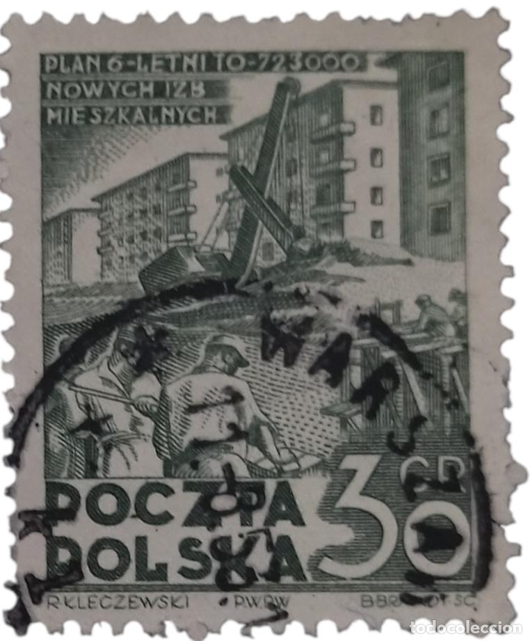 Sellos: POLONIA 1951 Plan sexenal. Vivienda. USADO.