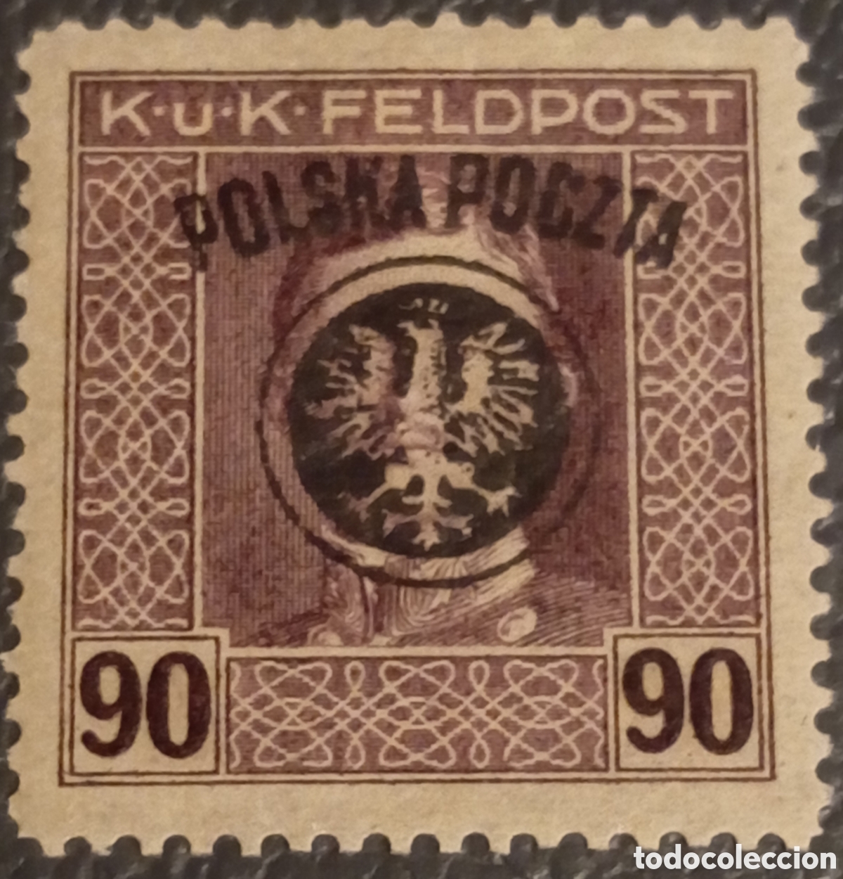 Sellos: Polonia 1918 - 2.&ordf; Emisi&oacute;n Lublin, 90h s/ K.u.K. Feldpost - Michel Nr. 25 - MH