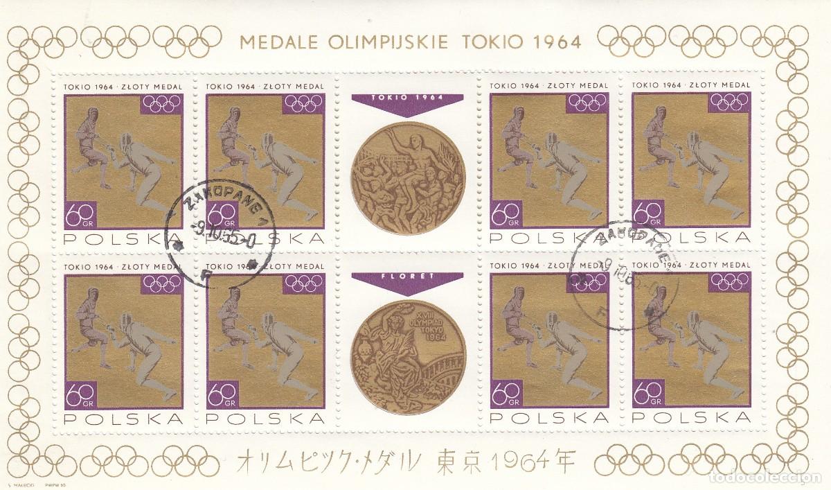 Sellos: HB876 - POLONIA 1965 -YVERT MP 1475 &ordm; USADO - Deportes. Tokio '64