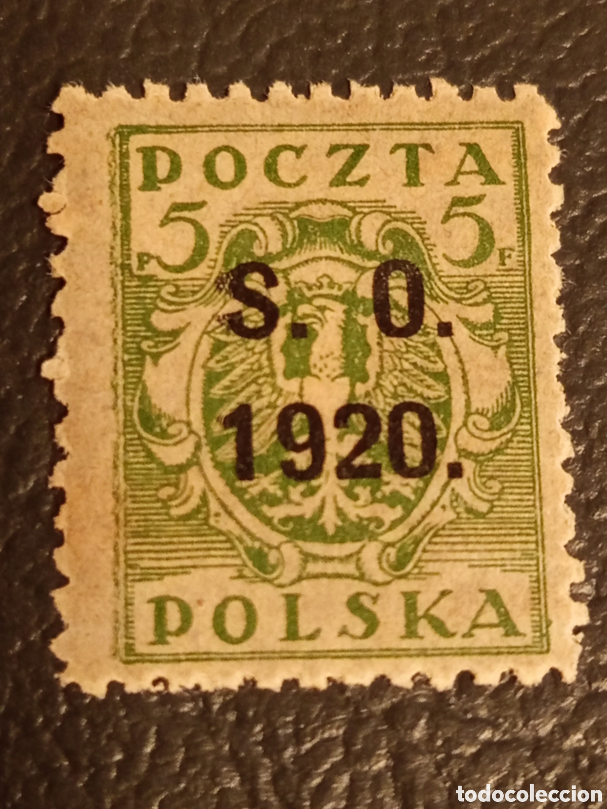 Sellos: Sello Polonia Silesia Oriental 1920 Sobrecarga S.O. 5f Verde MH