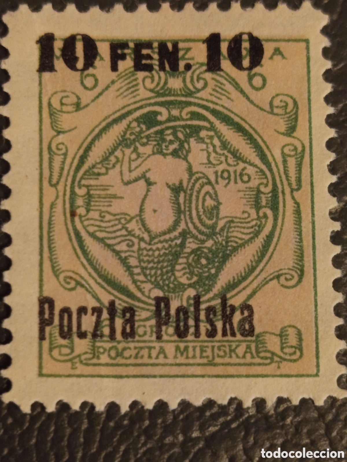Sellos: Sello Polonia 1918 - Poczta Polska sobrecarga 10 Fen. - Michel #3 MNH