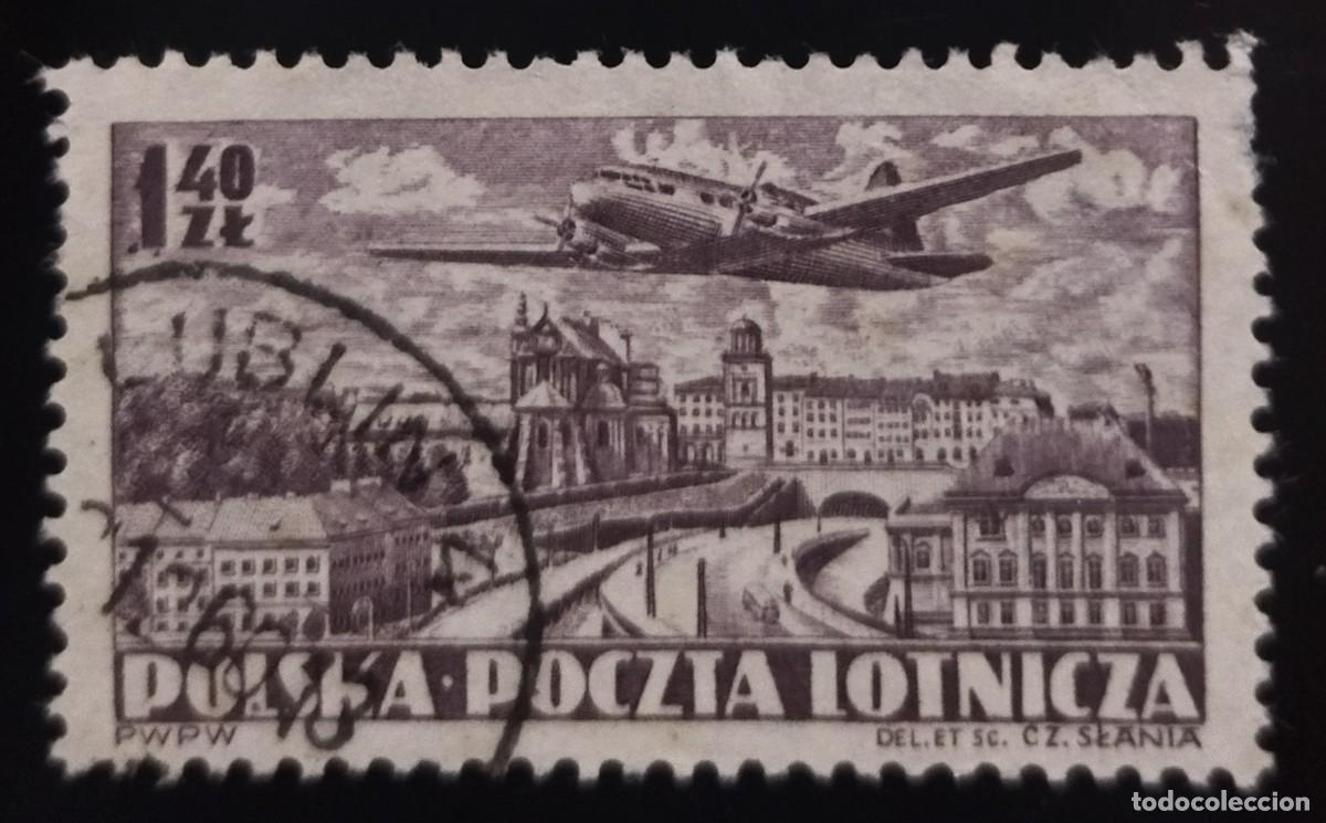 Sellos: POLONIA 1952 Ilyushin II - 12. A&eacute;reos. USADO.