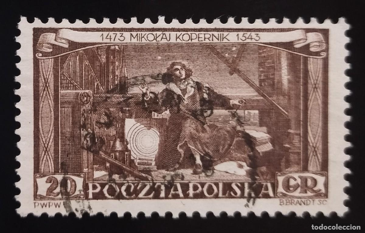 Sellos: POLONIA 1953 480 Aniversario del nacimiento del astr&oacute;nomo Nicol&aacute;s Cop&eacute;rnico. USADO..