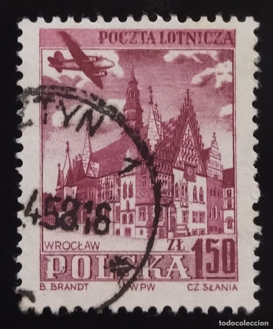 Sellos: POLONIA 1954 Vistas. A&eacute;reo. USADO..