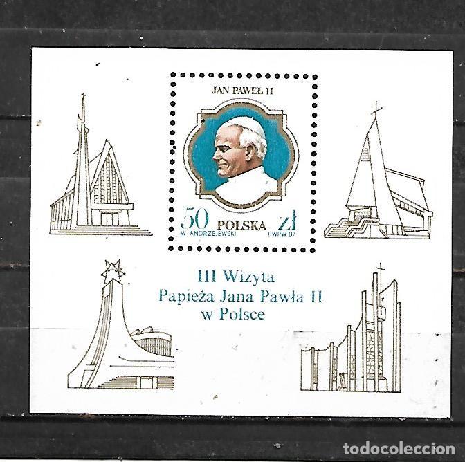 Sellos: 1987: HOJA SOUVENIR &rdquo;Tercera visita del Papa Juan Pablo II a Polonia&rdquo; (MNH**)