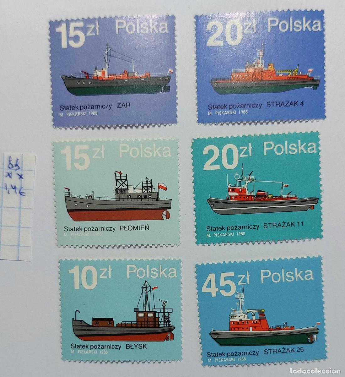 Sellos: Polonia 1988 buques de bomberos y de servicio ** MNH